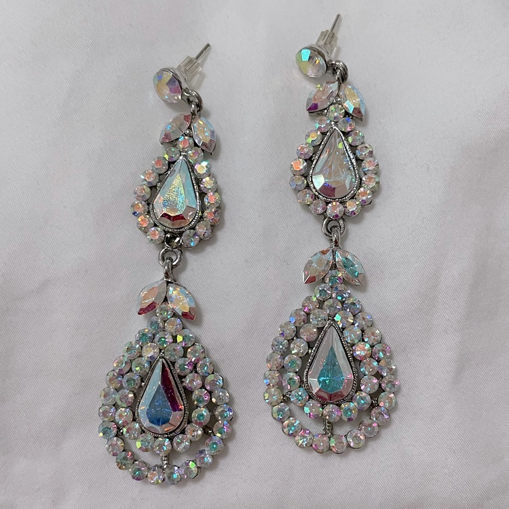 Prom, pageant, formal AB rhinestone earrings